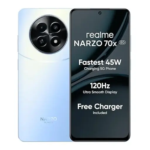realme NARZO 70x 5G (Ice Blue, 8GB RAM,128GB Storage)|120Hz Ultra Smooth Display|Dimensity 6100+ 6nm 5G|50MP AI Camera